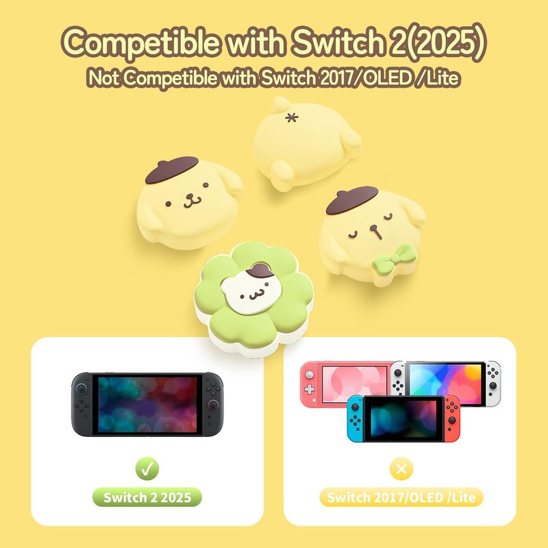 Kuitmor Silicone Joystick Thumb Grip Caps Compatible with Switch 2 (2025), Cute Thumbstick Cover Caps for Switch 2 Game Console, 4pcs - BDG - Image 2